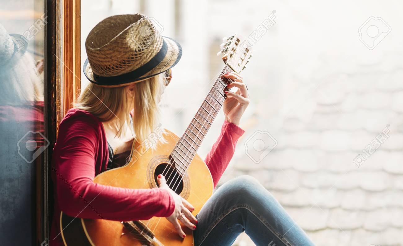 With guitar stylish girl video With guitar stylish girl photo