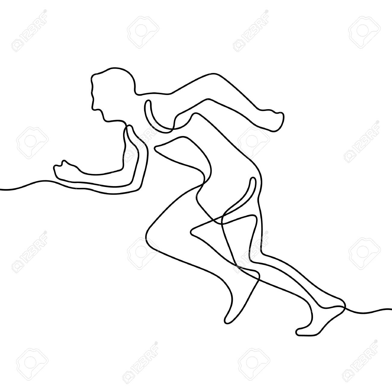 One Line Drawing Athlete Running Fast Stock Vector (Royalty Free)  1315096901, Shutterstock