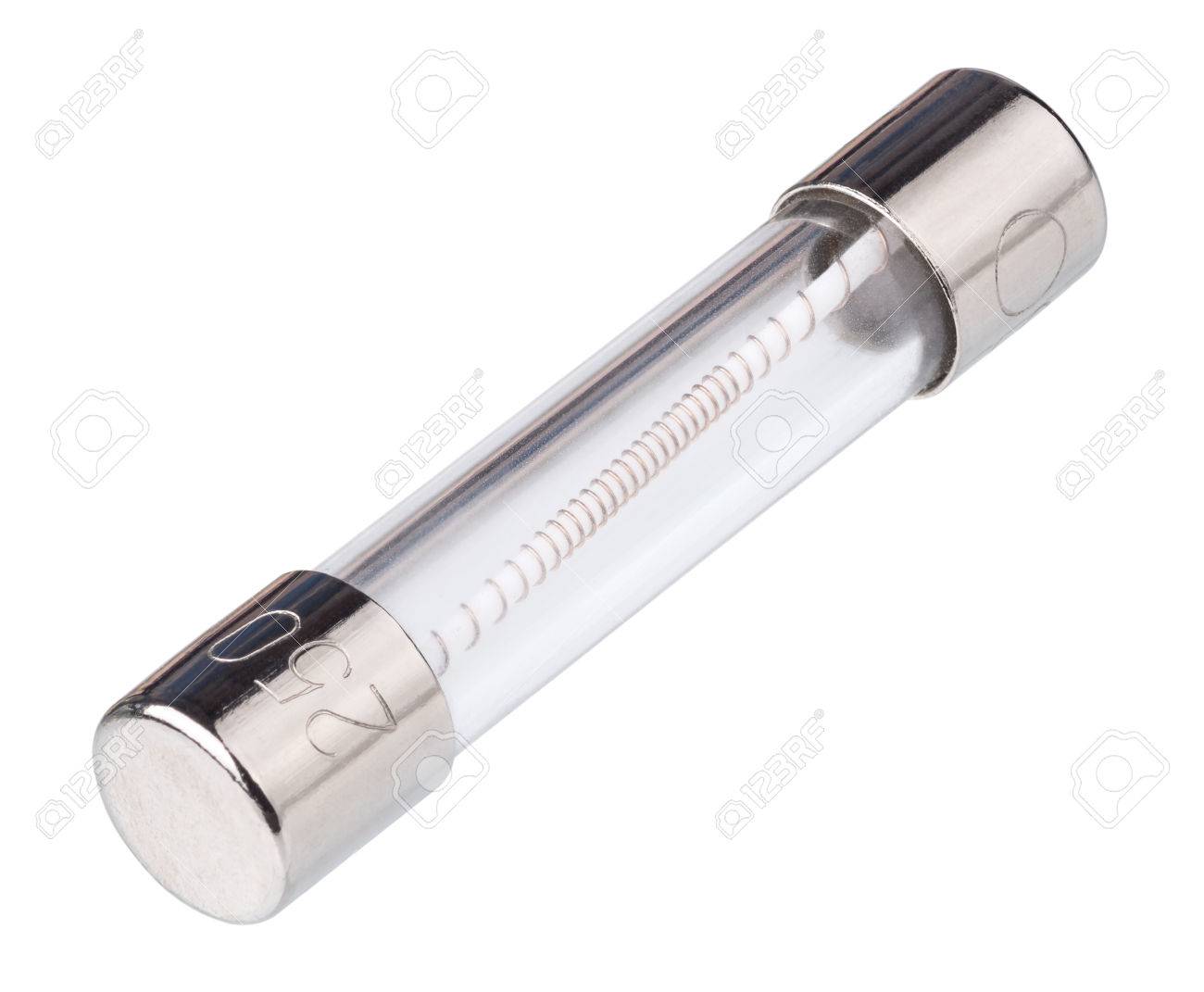 Fusible Componente Protección Eléctrica, Aislado En Fondo Blanco, Se Rompe Circuito Cuando Cantidad De Corriente Eléctrica Valor De Diseñado Que Pasa A Través Elemento Fusible. Fotos, Retratos, Imágenes