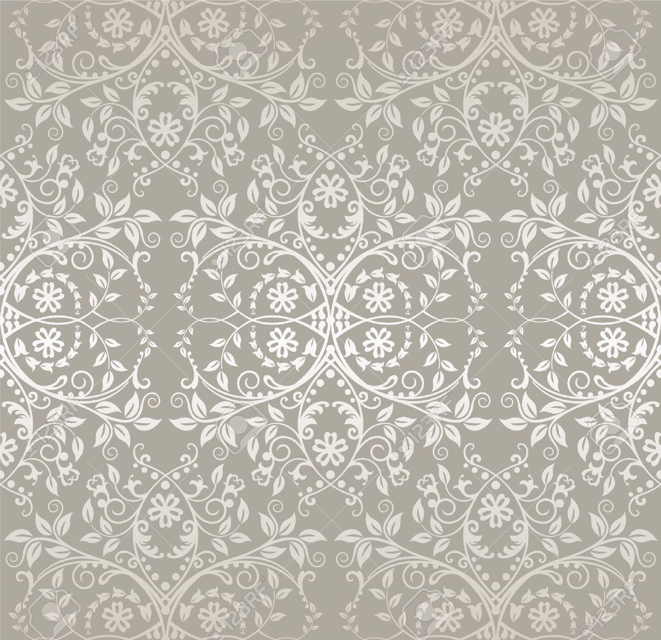 シームレスな銀のレースの花し 葉の壁紙 のイラスト素材 ベクタ Image