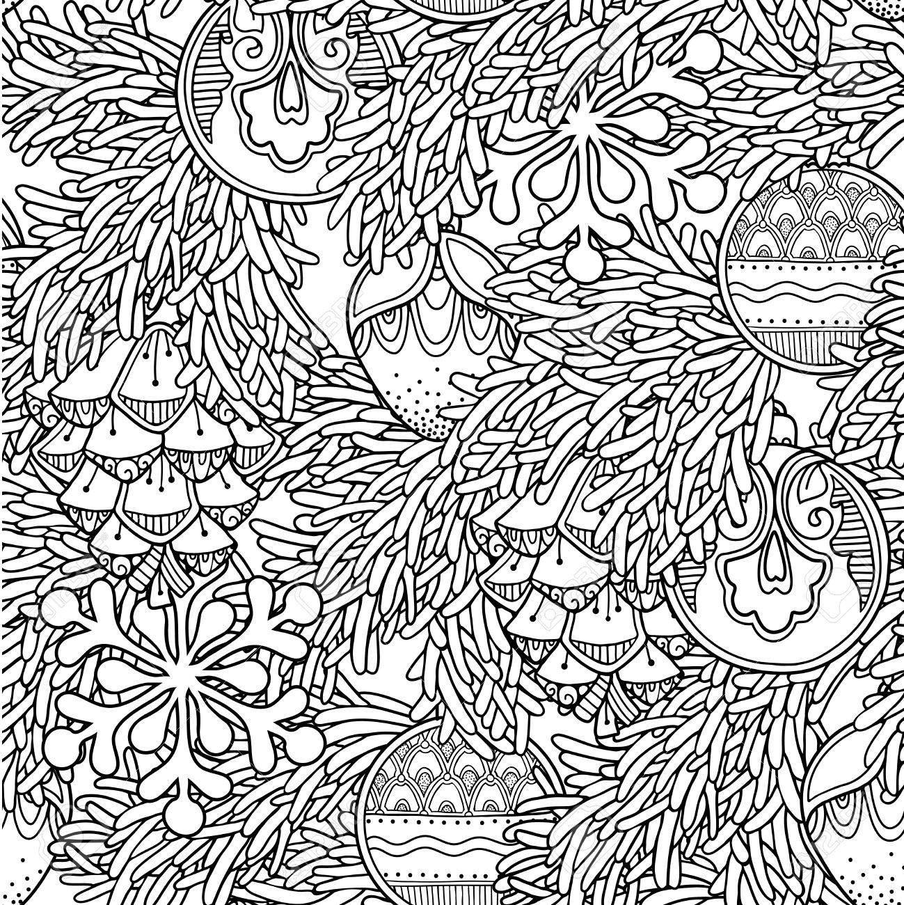 Seamless Pattern In Doodle Style Floral Ornate Decorative Tribal Christmas Decor