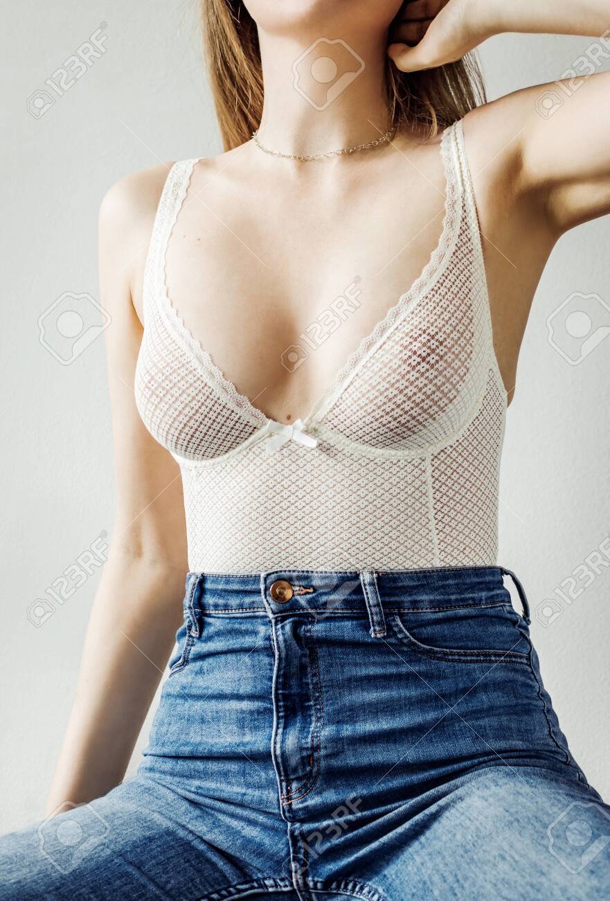 white lace bodysuit with jeans