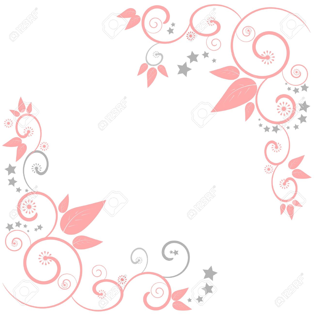 A Floral Border Frame Design With Swirls \u0026 Stars Royalty Free SVG,  Cliparts, Vectors, and Stock Illustration. Image 10796684., image size:1300x1300