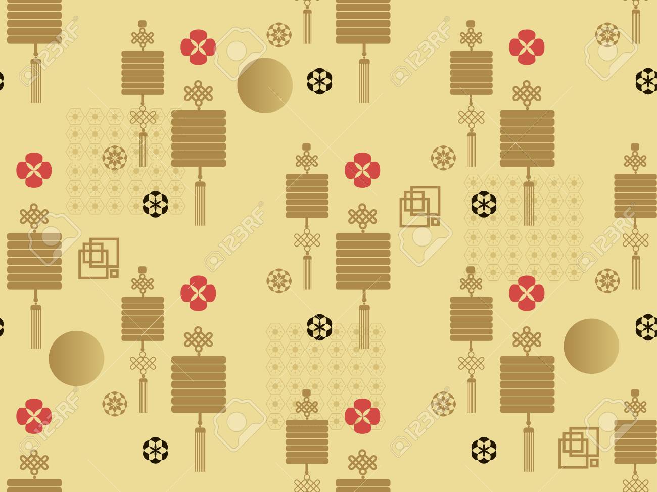 提灯 雲 花と美しい日本のシームレスなパターン ベクトルシームレスなアジアのテクスチャ 包装 繊維 紙 本のカバー 製造 壁紙 ギフトラップ スクラップブッキングに印刷します のイラスト素材 ベクタ Image