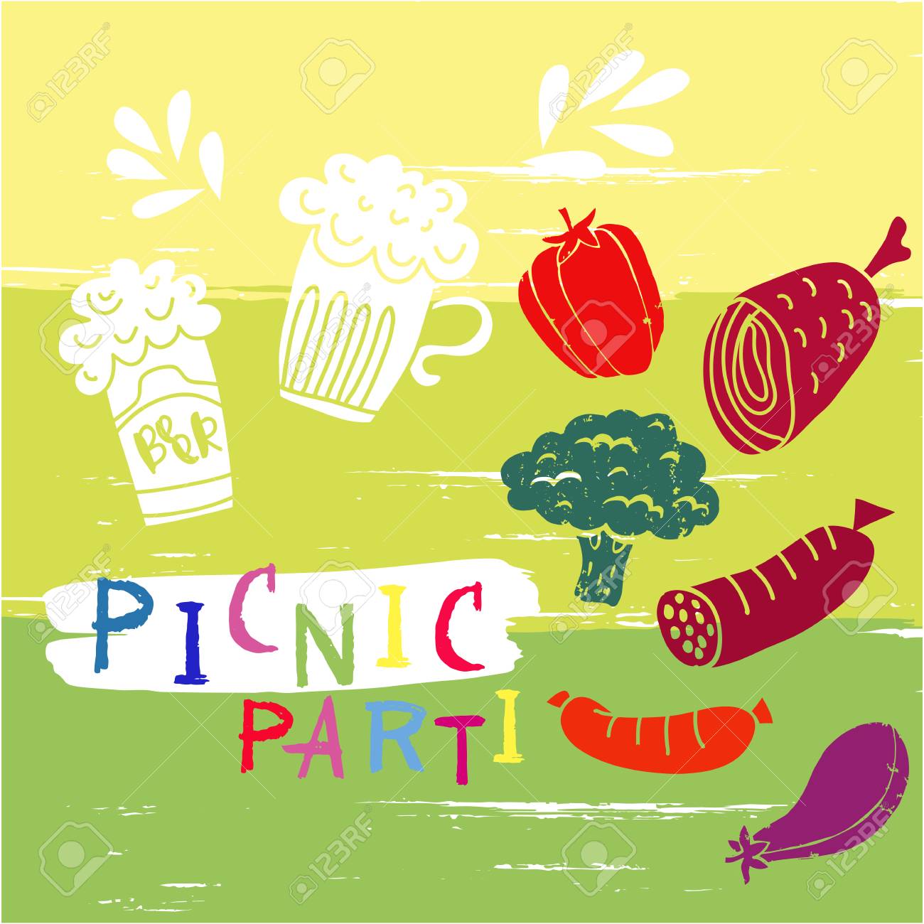 summer picnic party template poster party invitation card