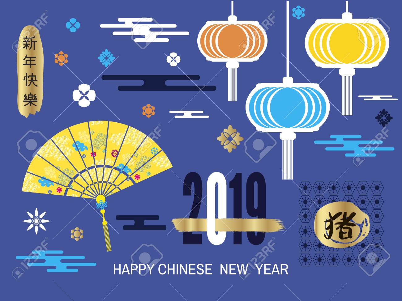 happy chinese new year pig symbol 2019 new year template