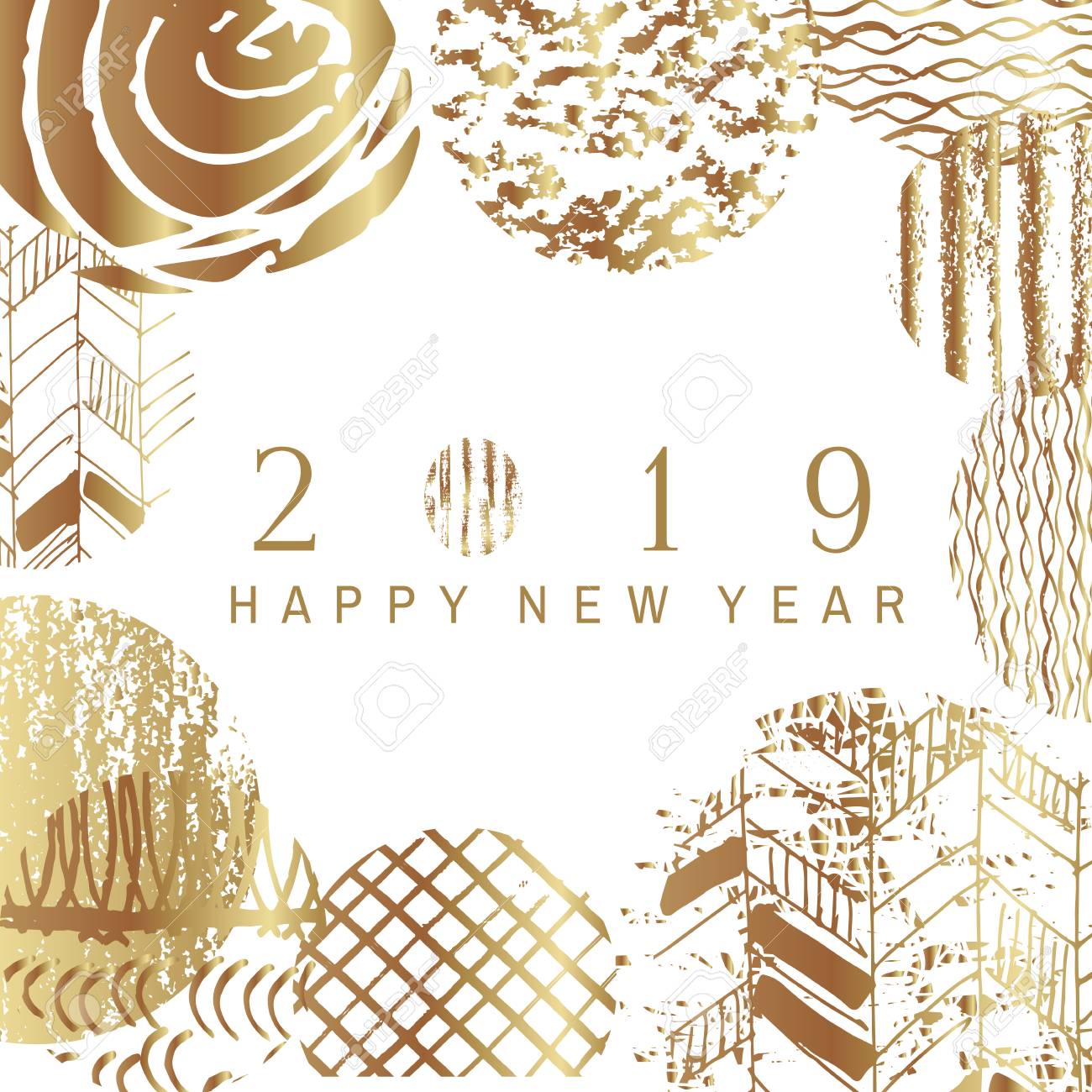 2019 happy new year golden art backgrounds for your template