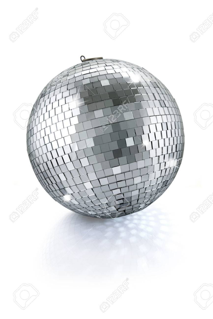 白い背景に分離されたディスコのミラーボール の写真素材 画像素材 Image