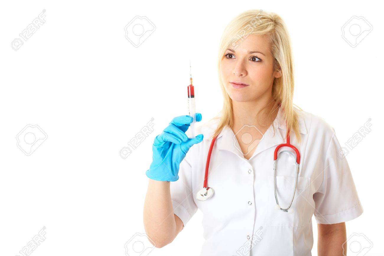 blonde nurse isolated on