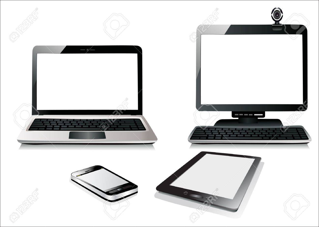 Computer, Laptop Tablet and Phone. Set of Computer Devices. - 17483875 Computer, Laptop Tablet and Phone. Set of Computer Devices. - 17483875