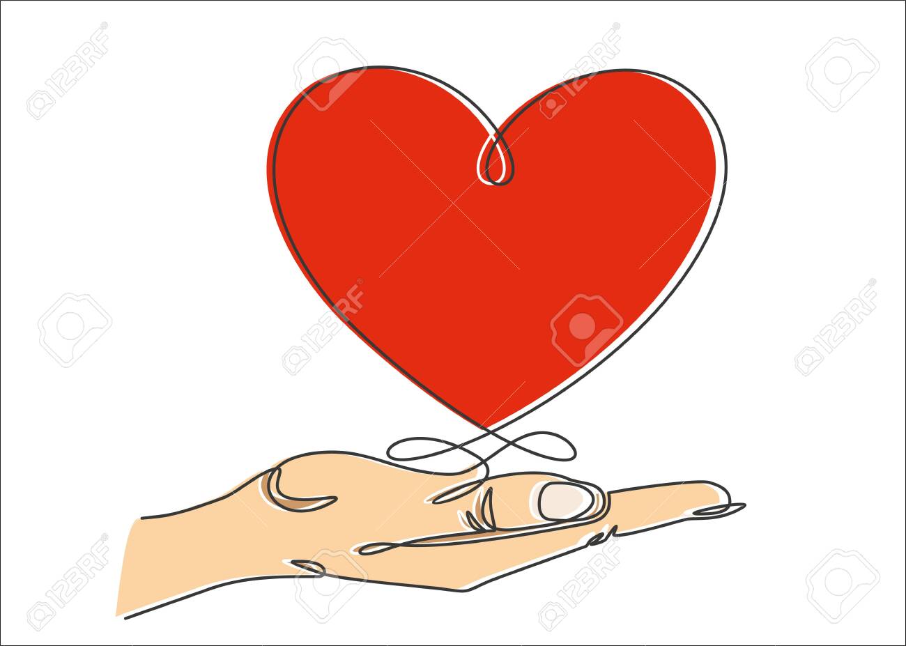 One Continuous Line Drawing Of Hand Holding Heart. Vector Illustration. St.  Valentine's Day Royalty Free SVG, Cliparts, Vectors, and Stock  Illustration. Image 137799466., image size:1300x927