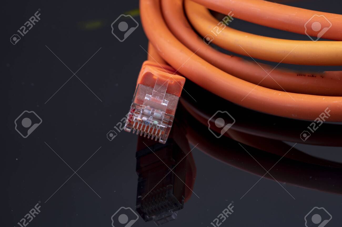 Orange Data Cable For Fast Internet On Black Background For A Stock Photo Picture And Royalty Free Image Image 123448003