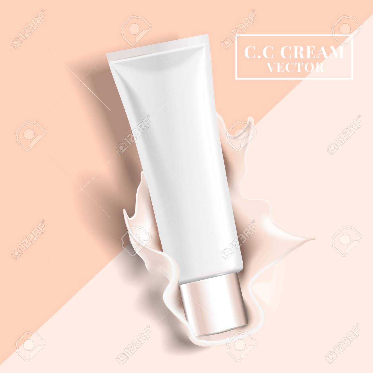 Blank White Cosmetic Tube Falls On A Bicolor Background And Causes A Cream  Splash, 3D Illustration Royalty Free Cliparts, Vectors, And Stock  Illustration. Image 82761352.