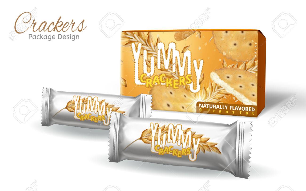 Download Crackers Package Design Paper Box And Foil Bag Isolated On White Royalty Free Cliparts Vectors And Stock Illustration Image 82760100
