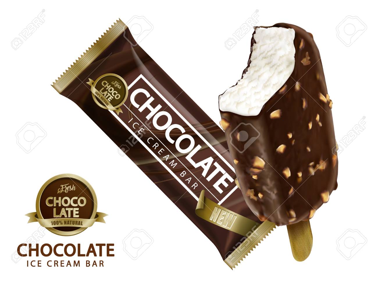 Download Chocolate Ice Cream Bar Design Attractive Ice Bar And Package Royalty Free Cliparts Vectors And Stock Illustration Image 82894223