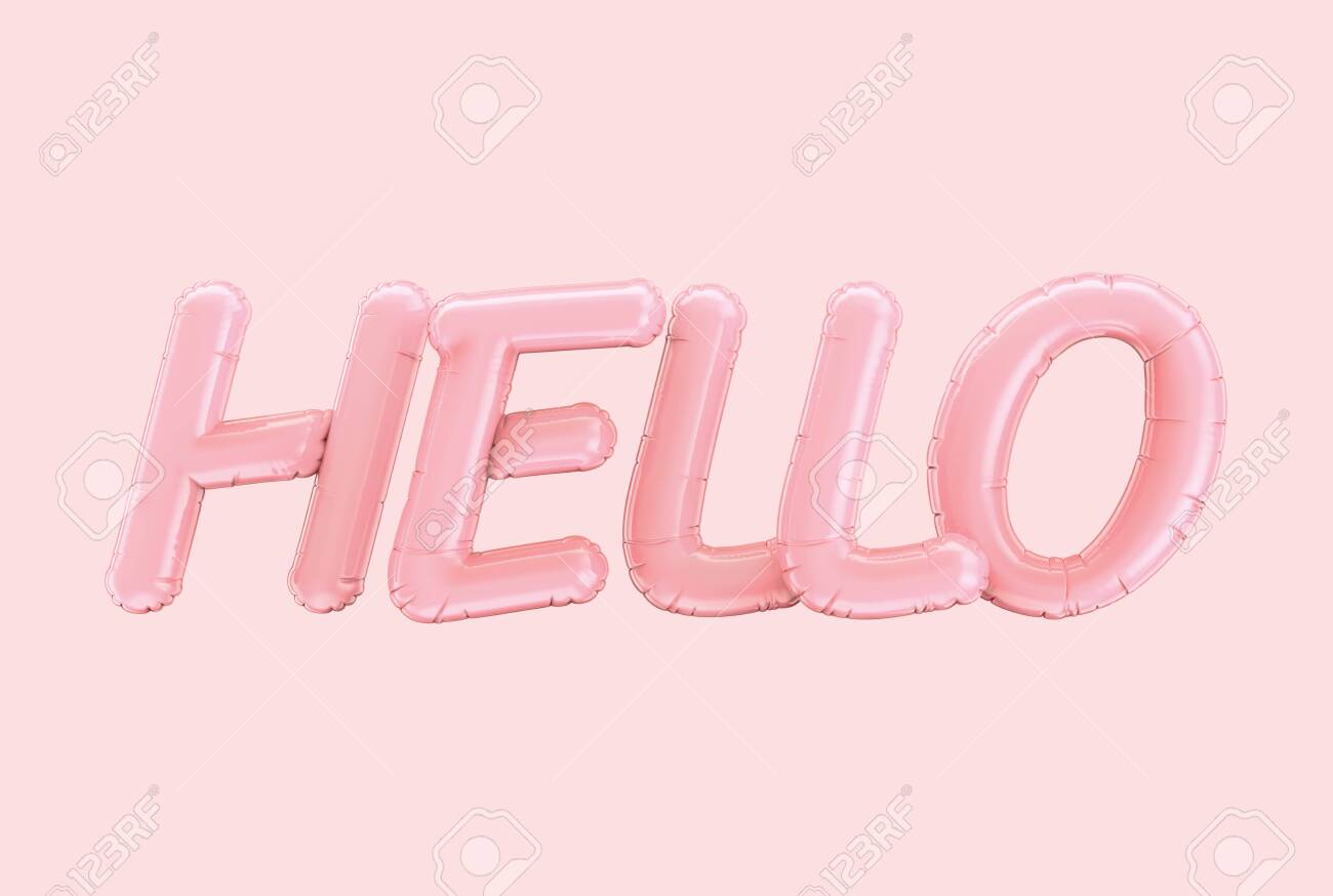 3d Render Pink HELLO Balloon Phrase On Pink Background Stock Photo, Picture  and Royalty Free Image. Image 136314221.