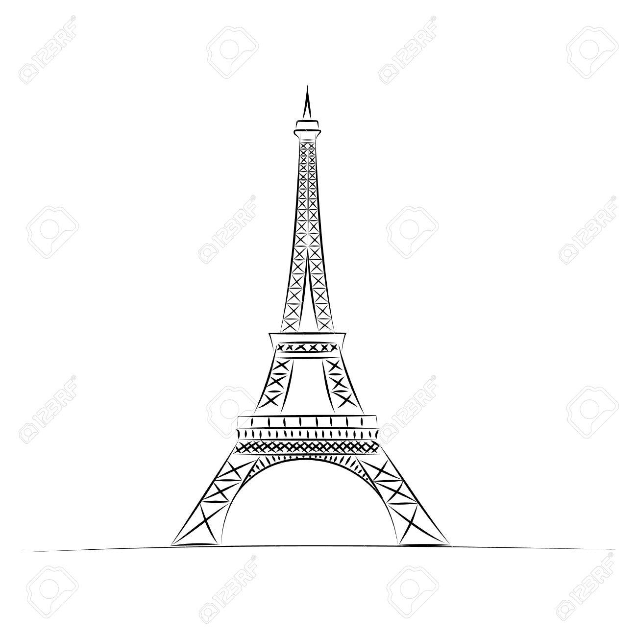 eiffel tower hand drawn