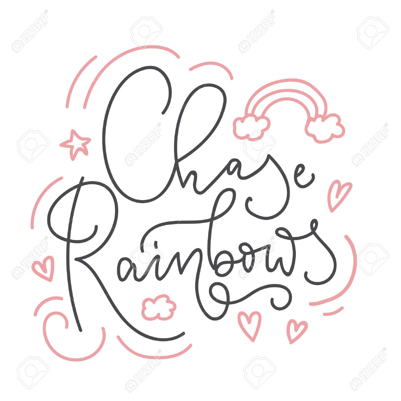 Chase Arc En Ciel Carte Citation De Calligraphie Avec Arc En Ciel Coeurs Et étoiles Impression Dété Pour Des Invitations Des Posters Des
