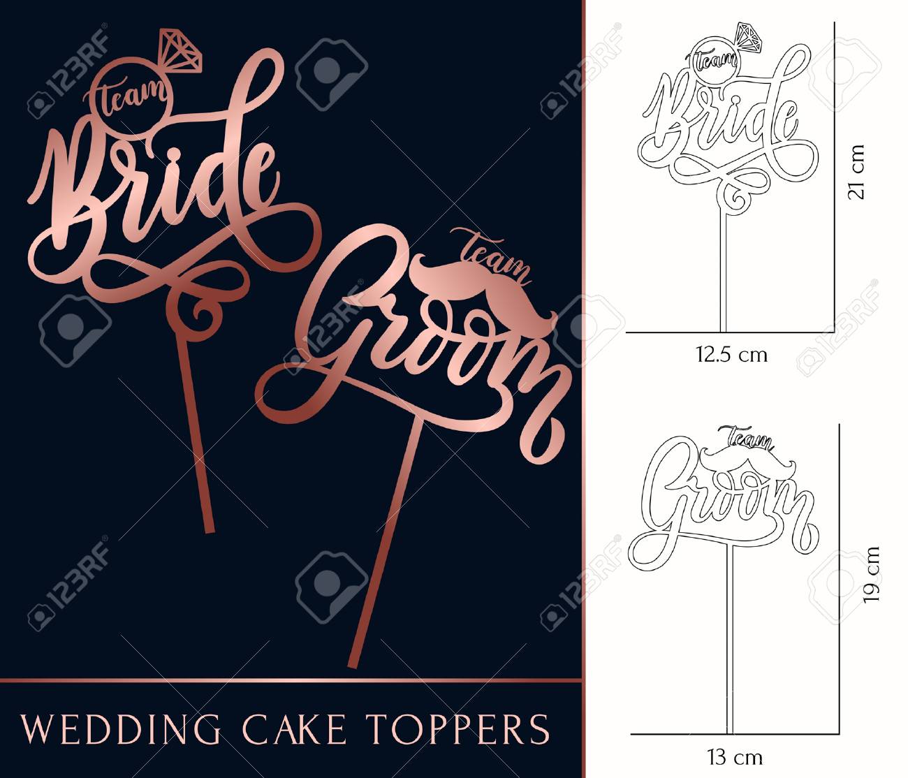 Team Bride And Team Groom Cake Toppers For Laser Or Milling Cut