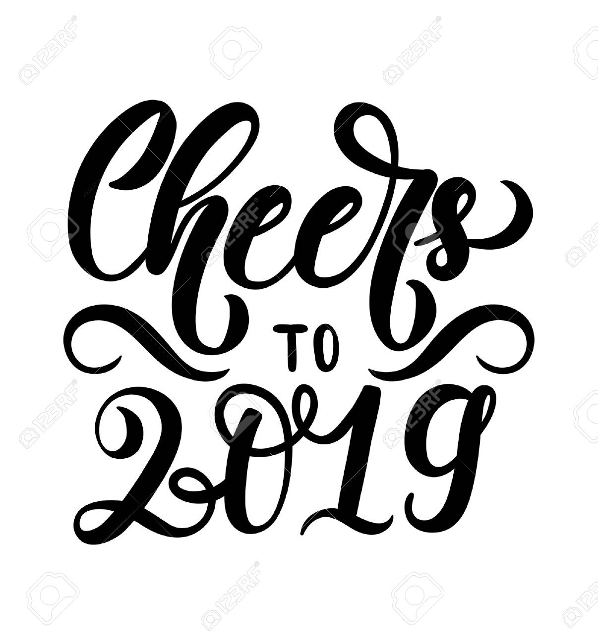 cheers to 2019 lettering inscription hand drawn new year
