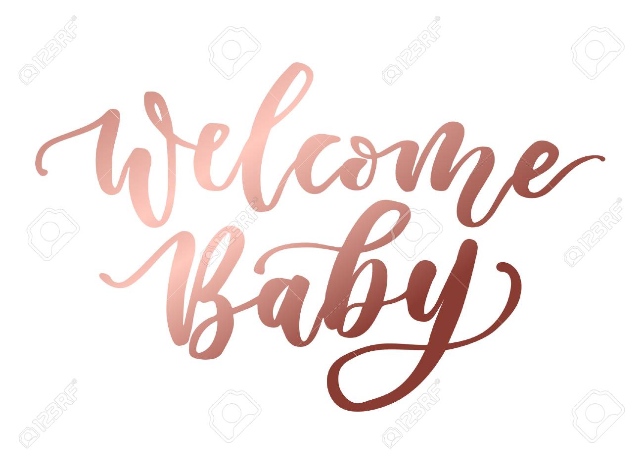 welcome baby rose gold lettering inscription baby shower cute