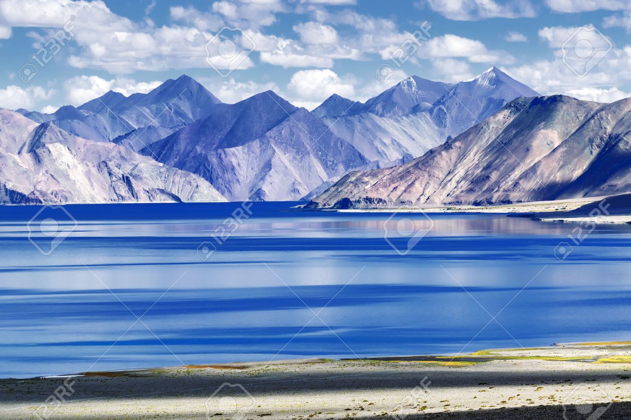 Mountains And Pangong Tso Lake It Is Huge Lake In Ladakh Stock Photo Picture And Royalty Free Image Image 36452731