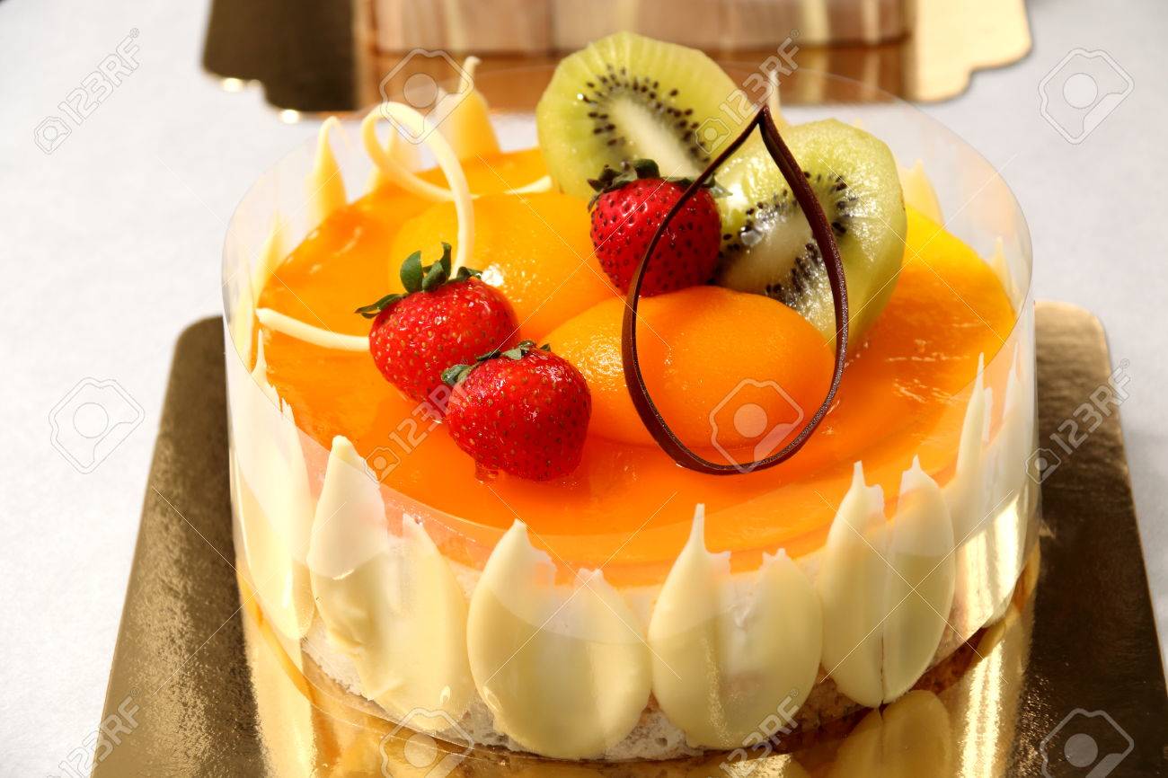 A Peach Mousse Cake Stock Photo Picture And Royalty Free Image Image