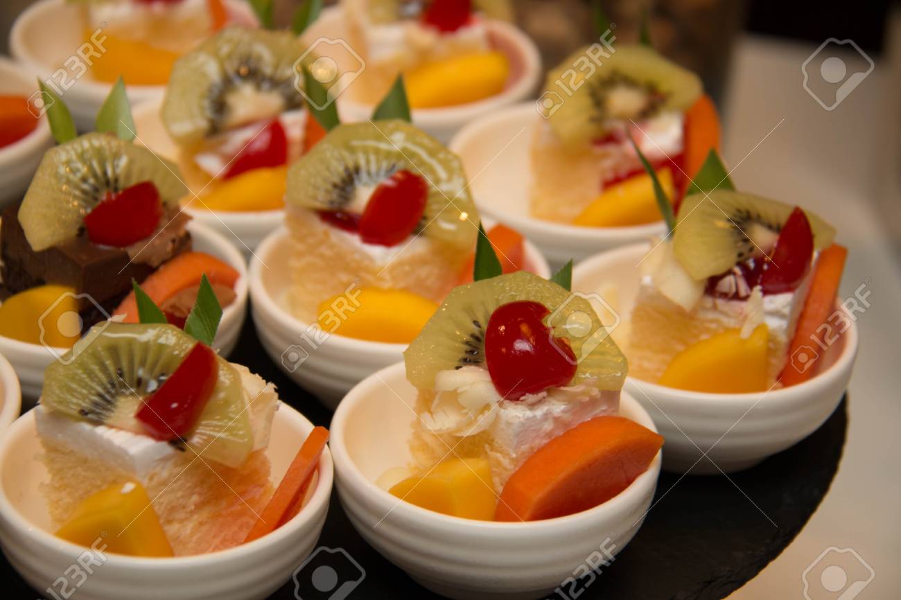 Colorful A Mini Fresh Fruit Cake In Small Cup Stock Photo Picture And Royalty Free Image Image