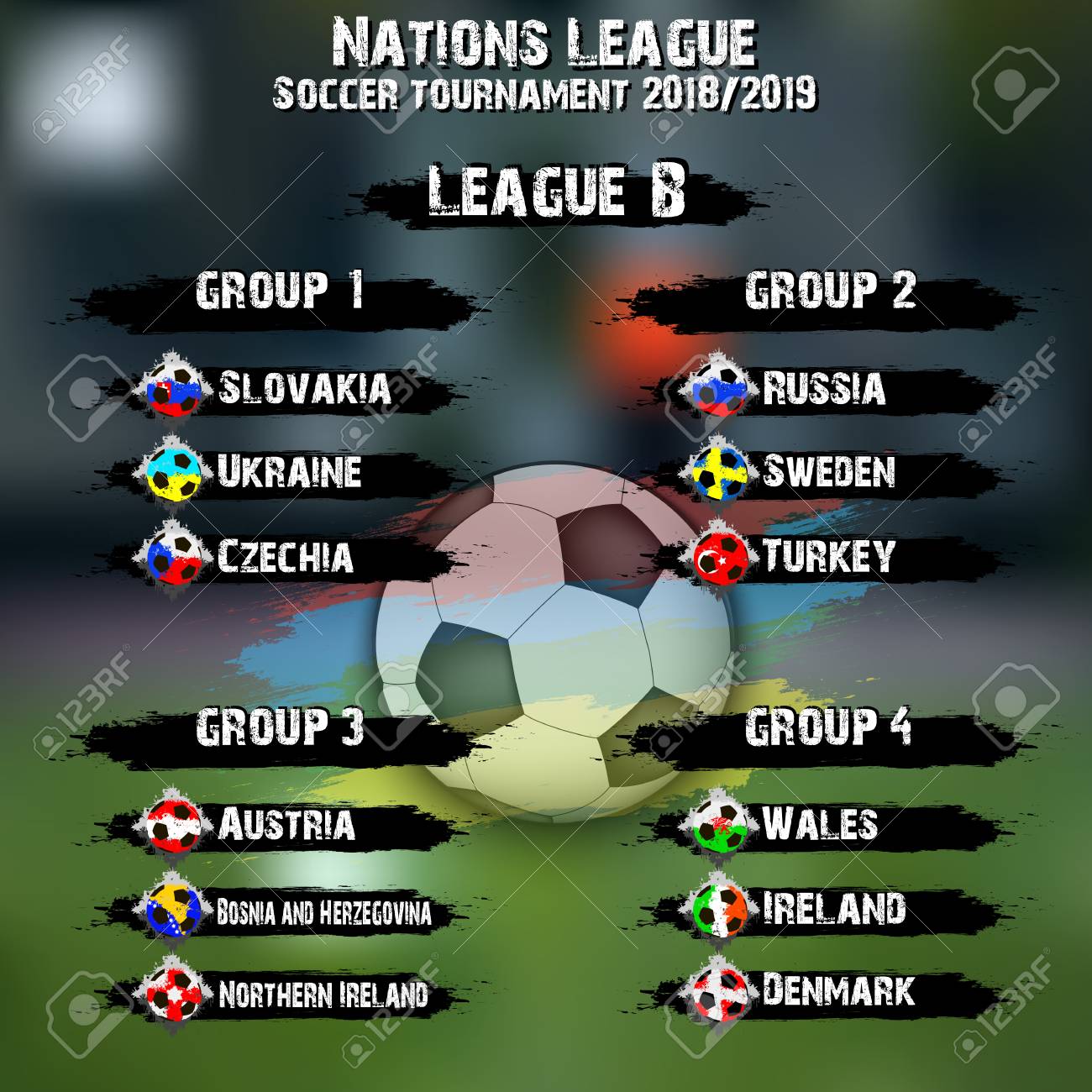 Soccer Team Group Set Nations League Football Tournament League