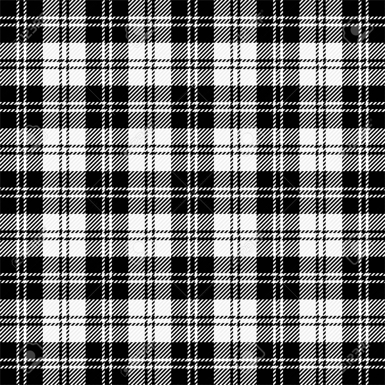 Erskine Black White SCOTTISH CHECK Tartan Fabric Material