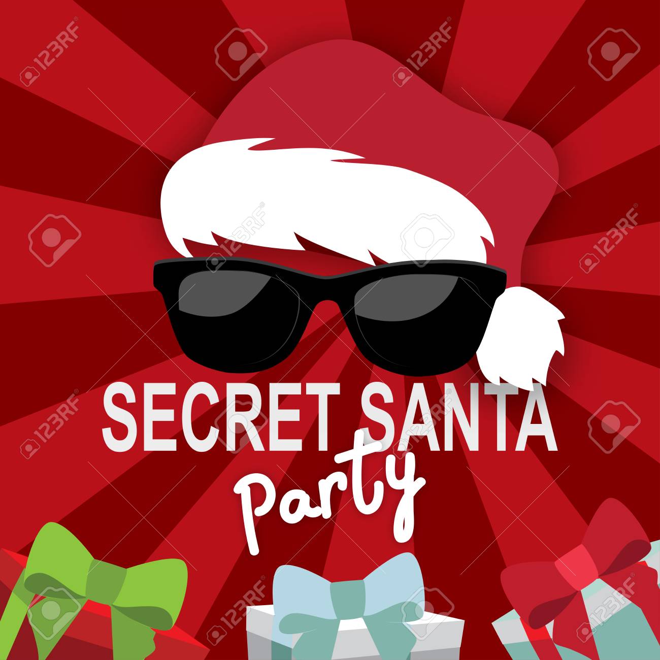 secret santa invitation template with santa claus royalty free secret santa invitation template