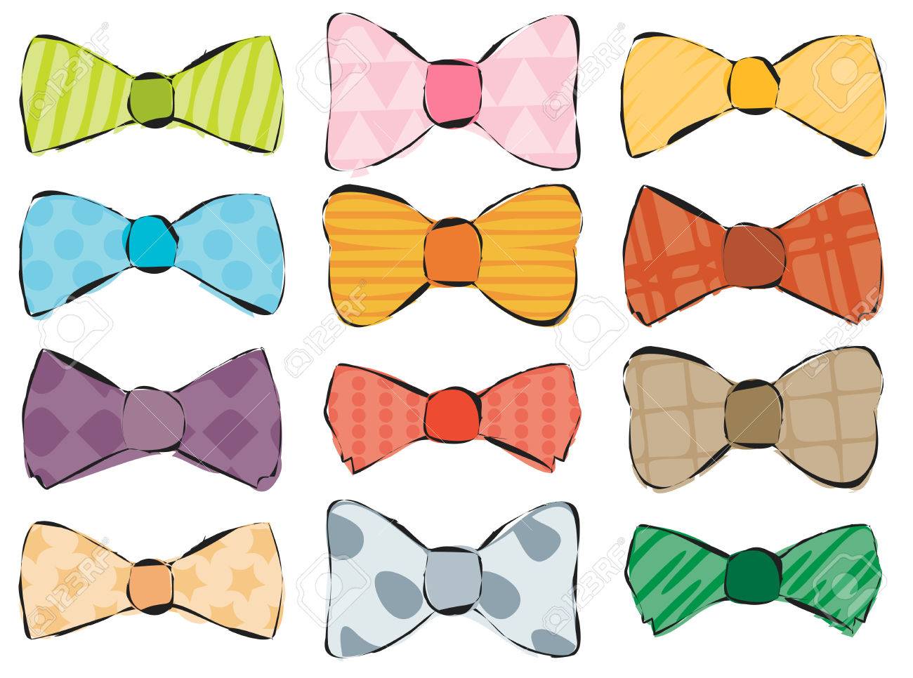 A Set Of Hand Drawn Stylish Bow Ties Royalty Free Cliparts Vectors And Stock Illustration Image
