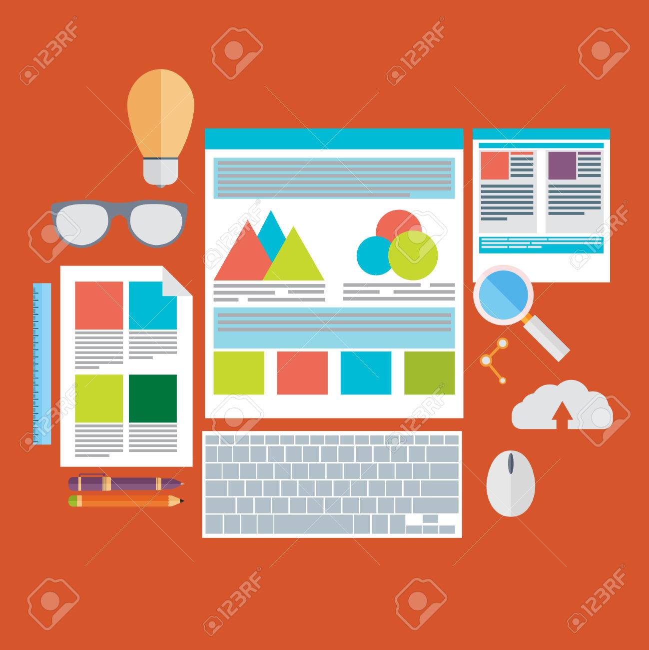 flat design vector illustration concept icons set of modern programmer user interface programmer