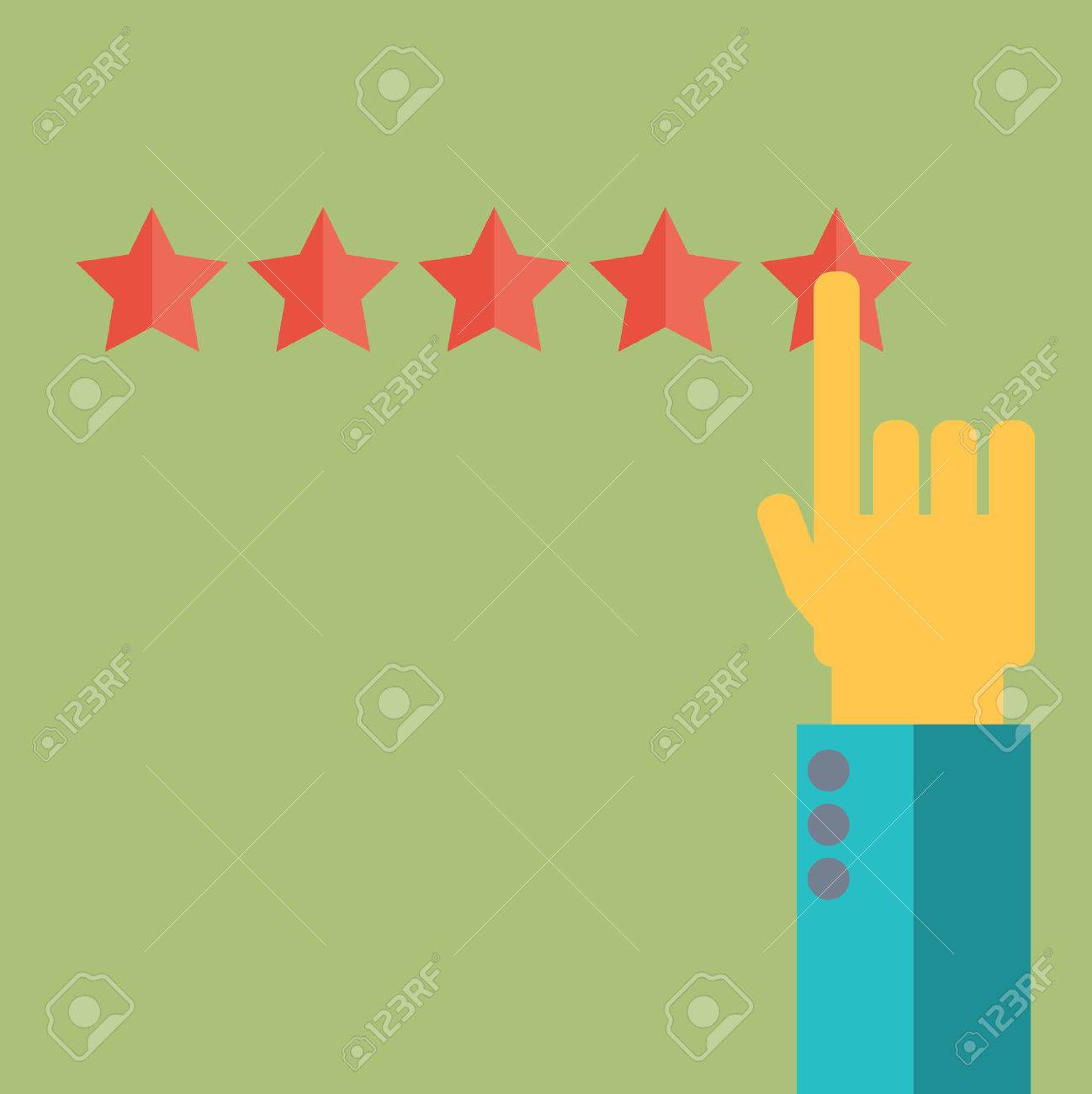 Vector customer review concepts in flat style - male hand choosing positive review. - 40632958 Vector customer review concepts in flat style - male hand choosing positive review. - 40632958