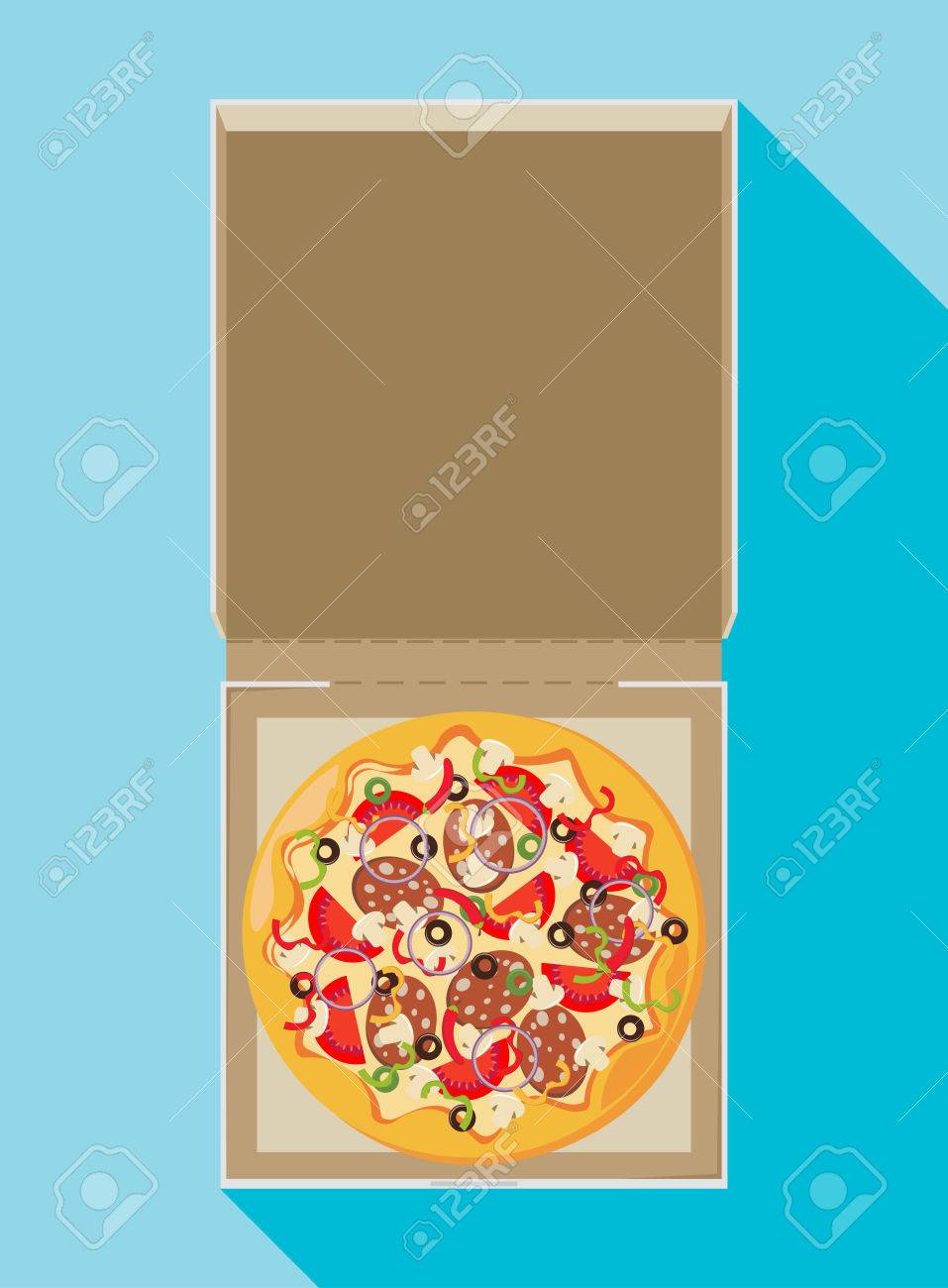 open pizza box flat style design vector pizza box design