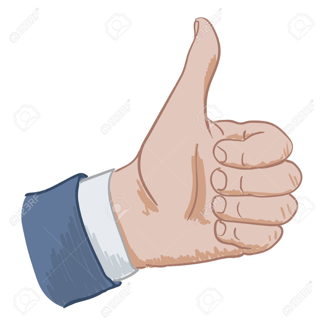 Main Signe Pouce Leve Main Dessin Sur Un Blanc Clip Art Libres De Droits Vecteurs Et Illustration Image