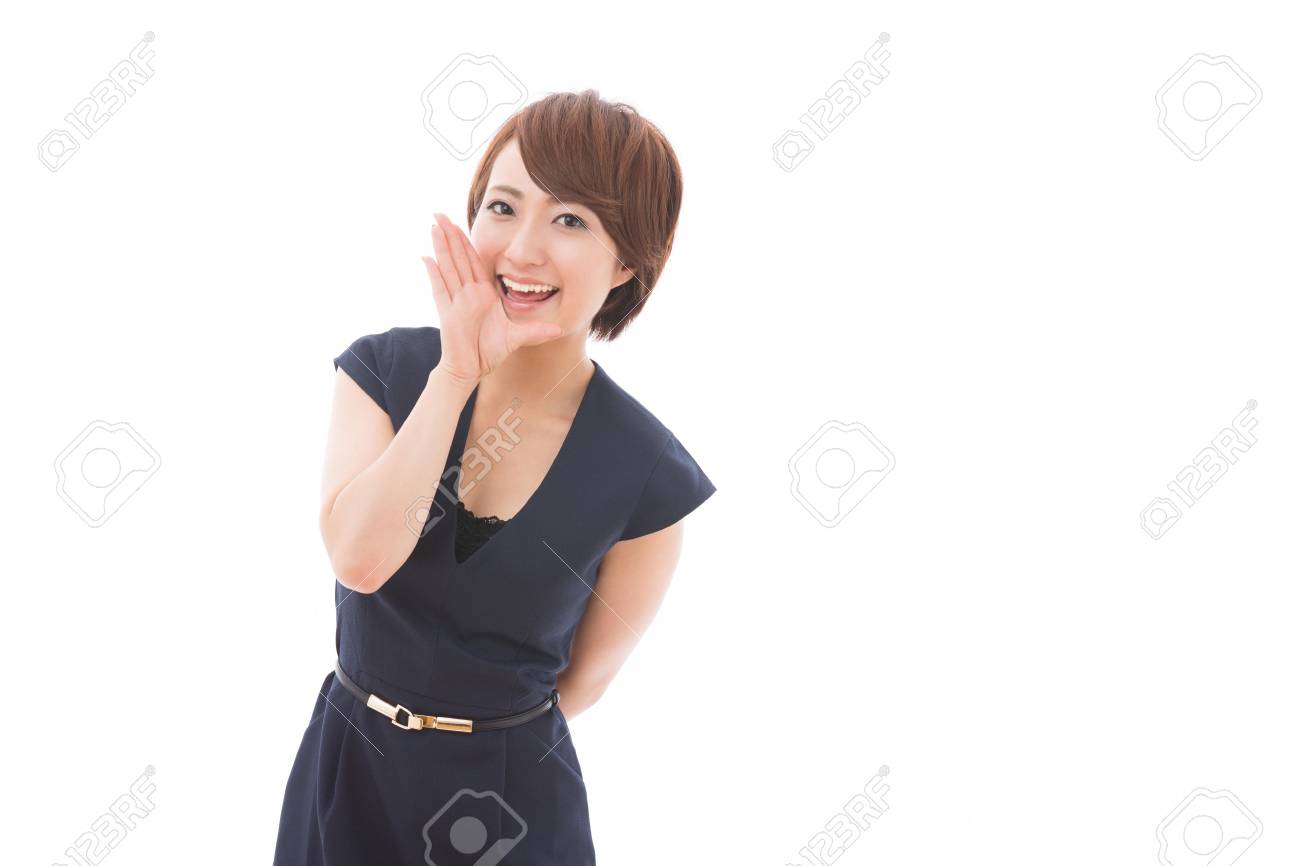 応援 女性 美しい若いアジアの女性応援していますの写真素材・画像素材 Image 21043319