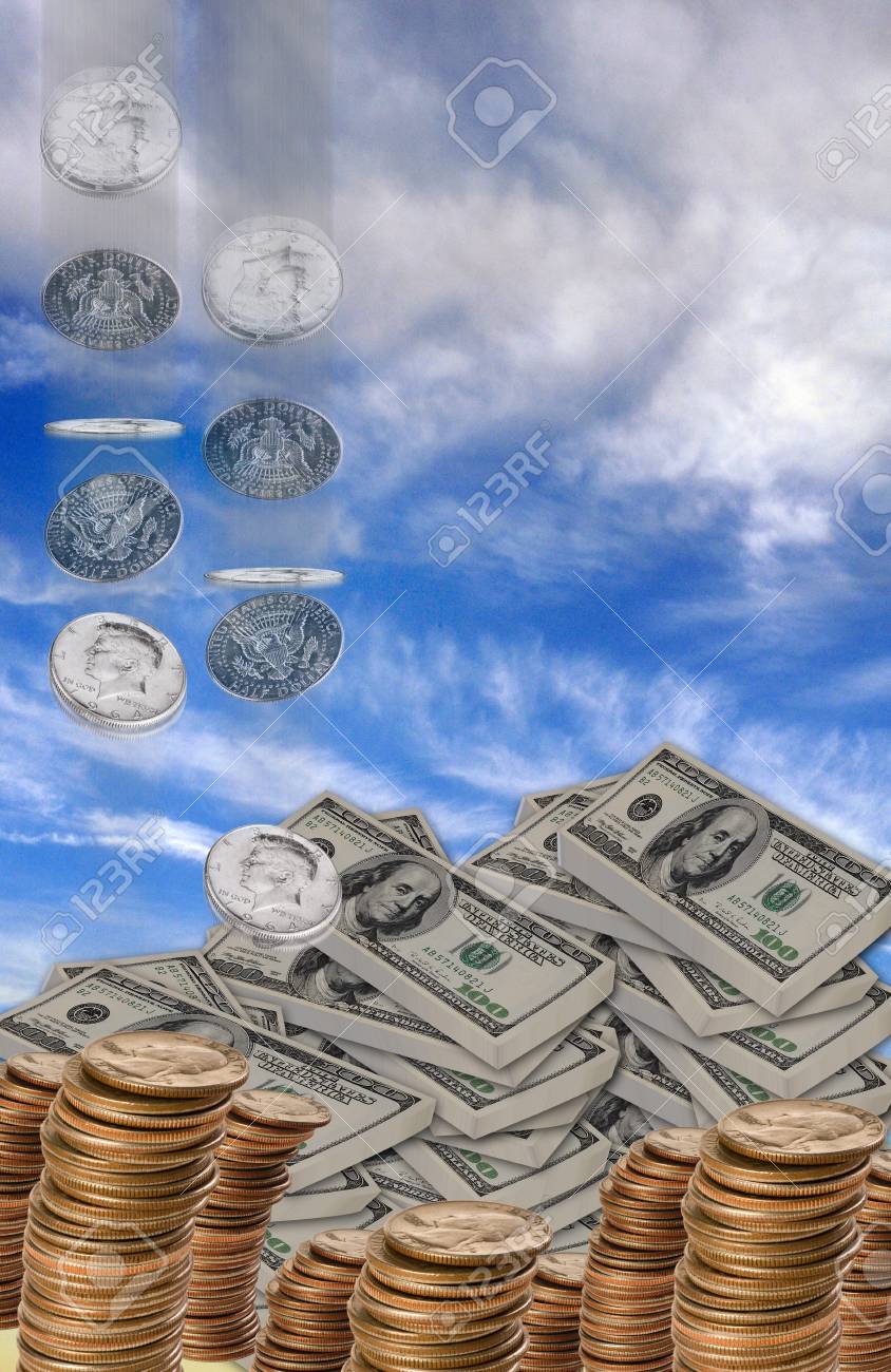 money falling from heaven