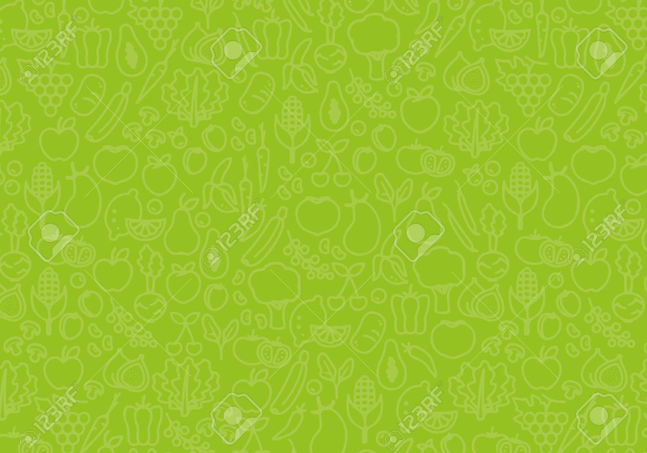 Background Of Vegetables. Green Food Pattern. Vector Illustration ...