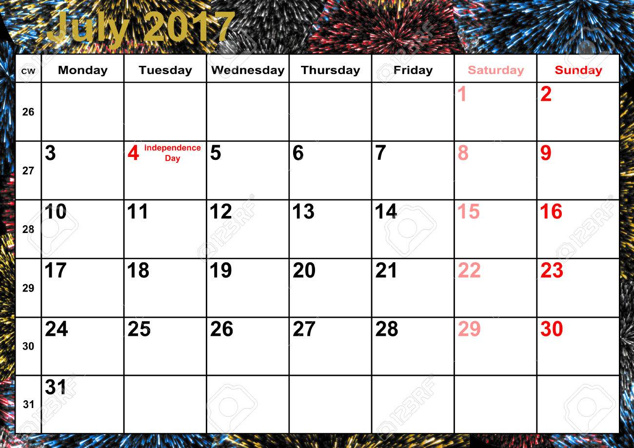 calendar 2017 months july with holidays for the us on colorful u s calendar