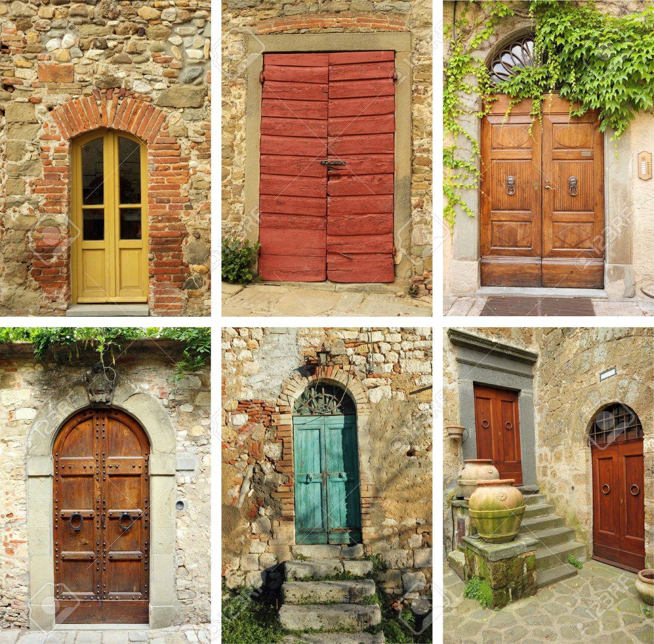 Schone Alte Toskanische Turen Sammlung Lizenzfreie Fotos Bilder