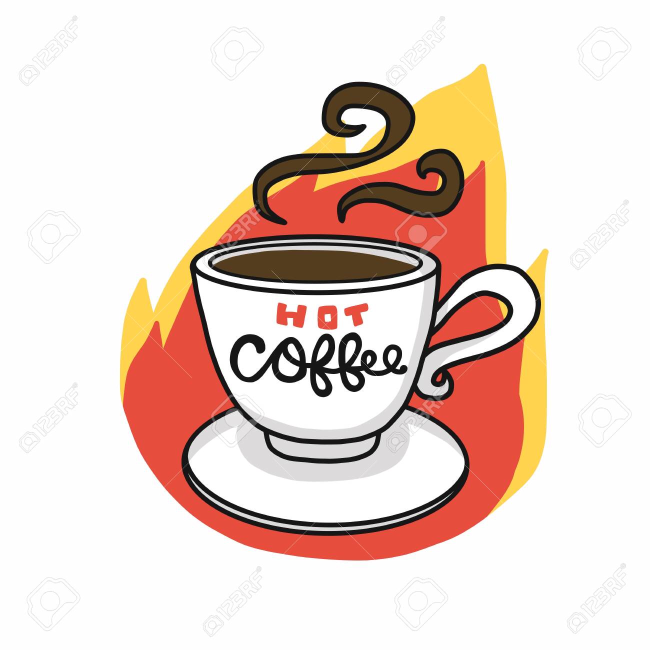 Hot Coffee Cup On Fire Cartoon Logo Vector Illustration Royalty Free Cliparts Vectors And Stock Illustration Image 137040988 hot coffee cup on fire cartoon logo vector illustration