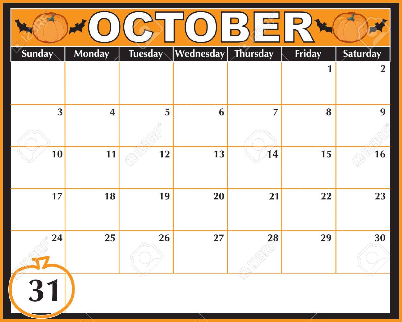 an october calendar showing the 31st prominently stock vector 6075687 - Why Is Halloween On The 31st Of October an october calendar showing the 31st prominently stock vector 6075687 - Why Is Halloween On The 31st Of October