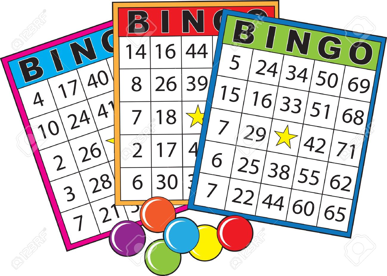 Three Colorful Bingo Cards. Stock Photo, Picture And Royalty Free Image.  Image 12179279.
