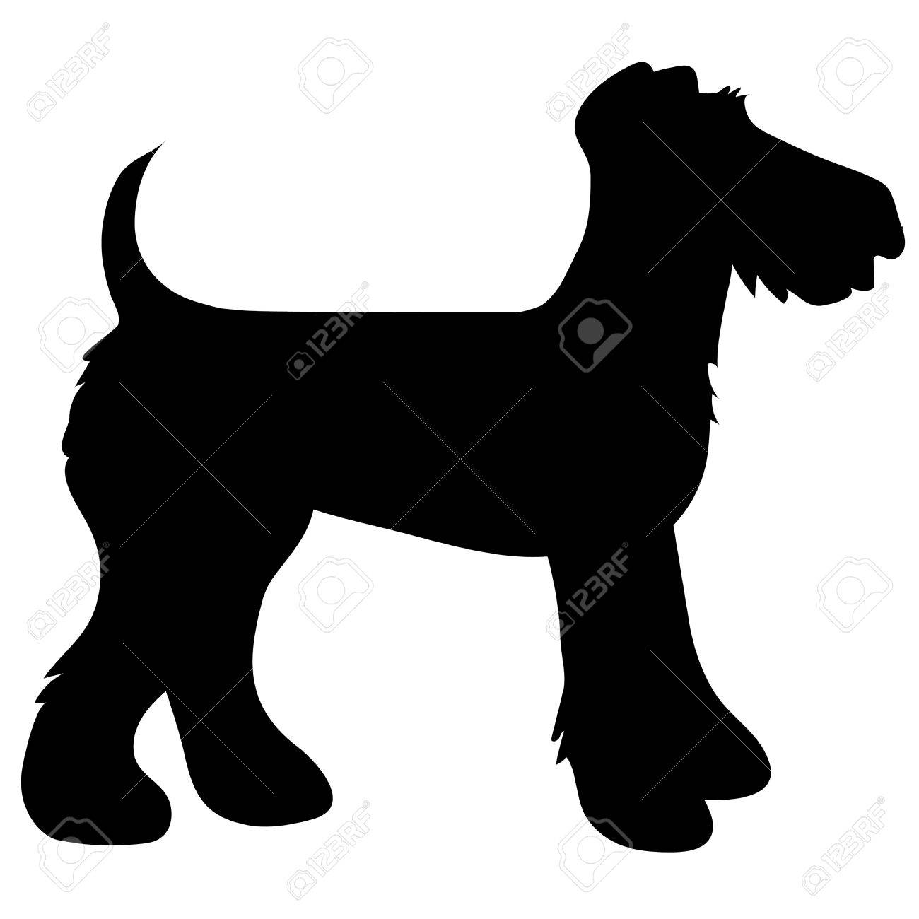 A cartoon black silhouette of an Airedale Terrier - 30398782 A cartoon black silhouette of an Airedale Terrier - 30398782