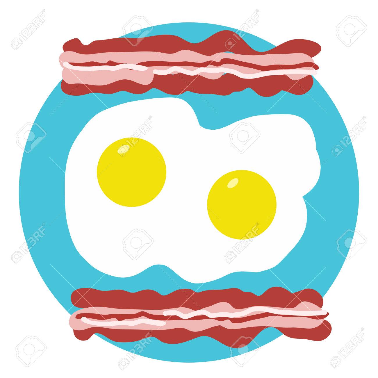 A stylized design of bacon and eggs on a turquoise circle background - 55361453 A stylized design of bacon and eggs on a turquoise circle background - 55361453