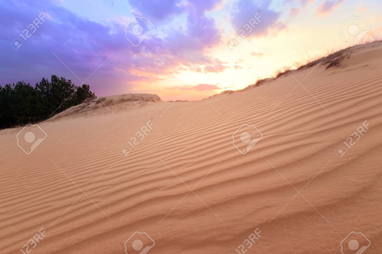 Spring Comes To Dunes >> Sunset On Sand Dunes Bright Colors Of Early Spring Stock Photo Spring Comes To Dunes >> Sunset On Sand Dunes Bright Colors Of Early Spring Stock Photo