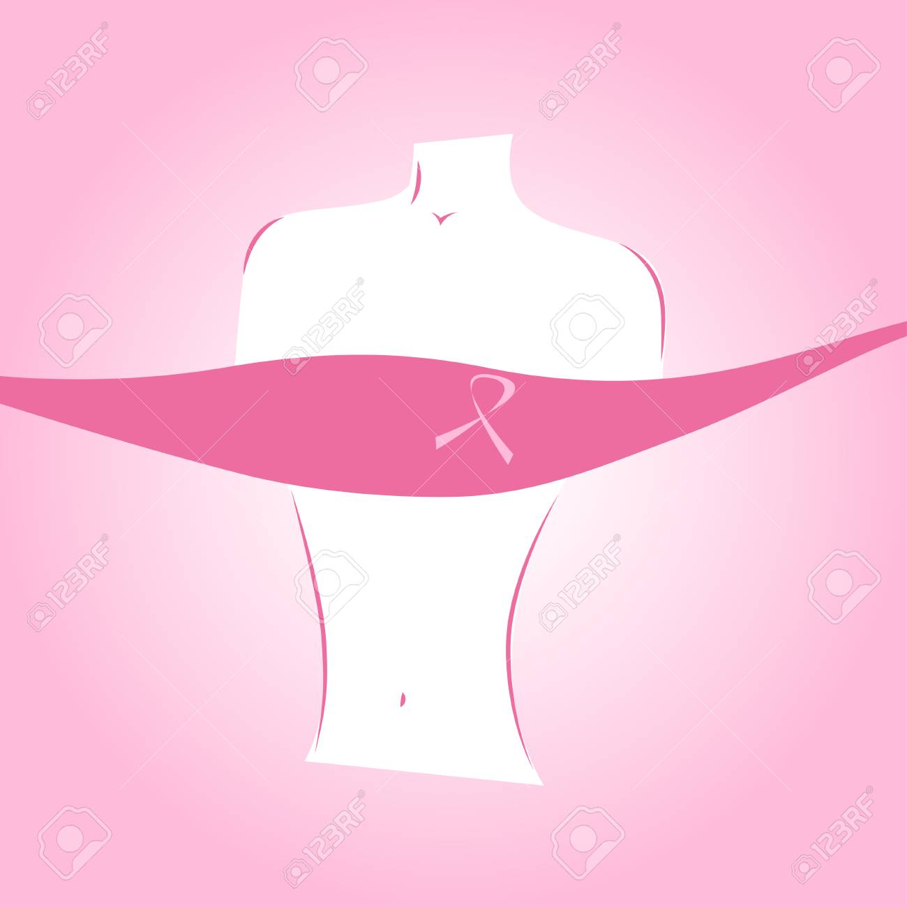 小さなリボンとピンクのリボンで覆われて胸と女性の上半身のシルエットのイラスト素材 ベクタ Image 小さなリボンとピンクのリボンで覆われて胸と女性の上半身のシルエットのイラスト素材 ベクタ Image