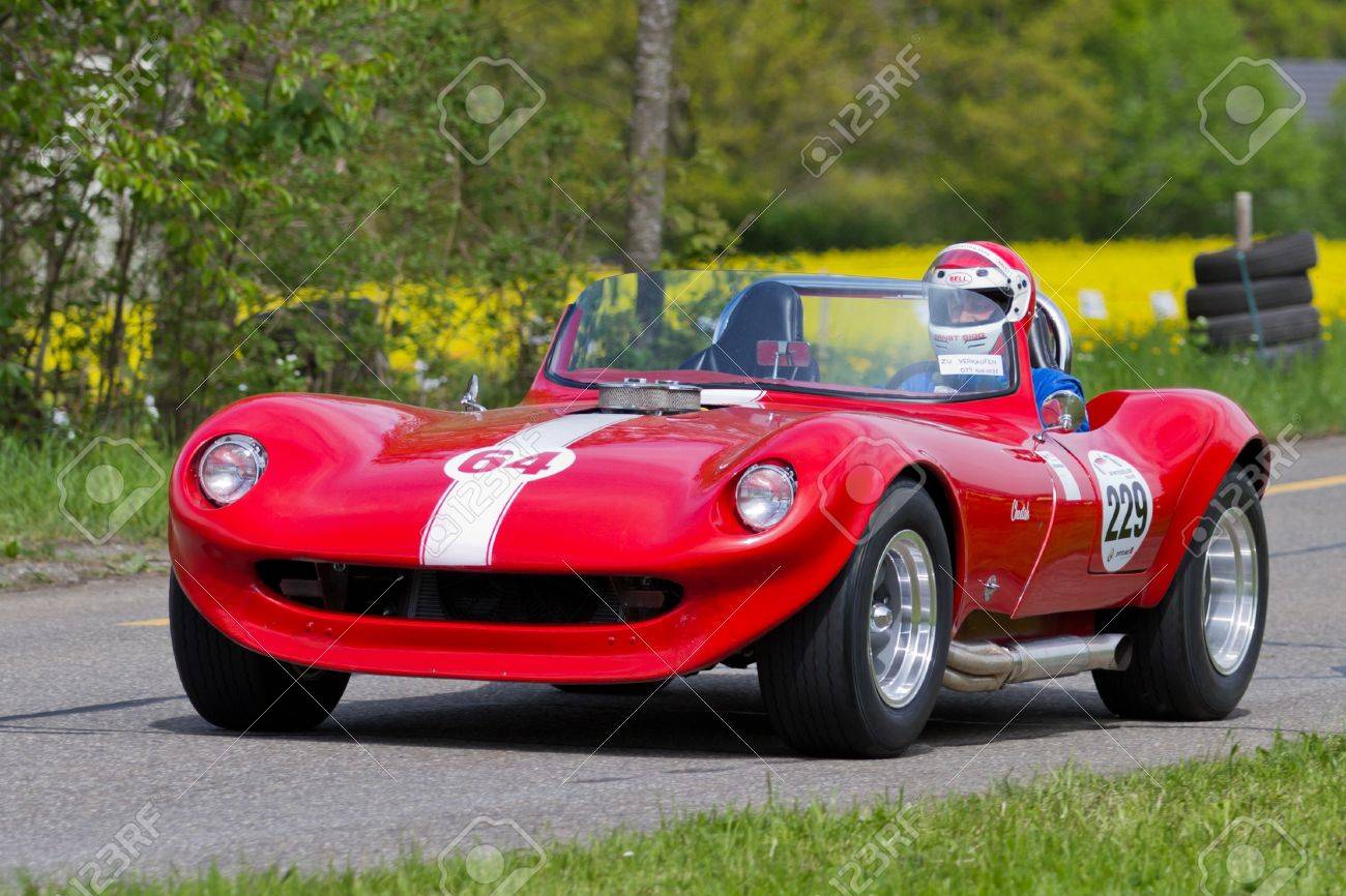 MUTSCHELLEN, SWITZERLAND-APRIL 29: Vintage Race Touring Car Cheetah GTC R  From 1964 At Grand Prix In Mutschellen, SUI On April 29, 2012. Invited Were  Vintage Sports Cars And Motorbikes. Stock Photo, Picture, image size:1300x866