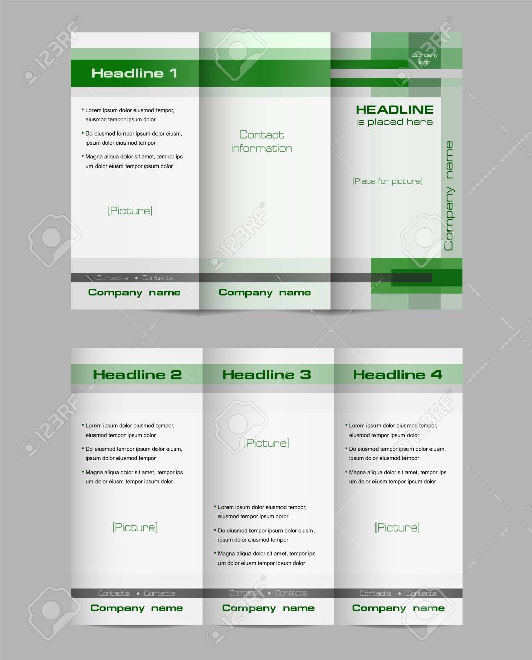 tri fold brochure layout vector template of both sides geometric tri fold brochure layout